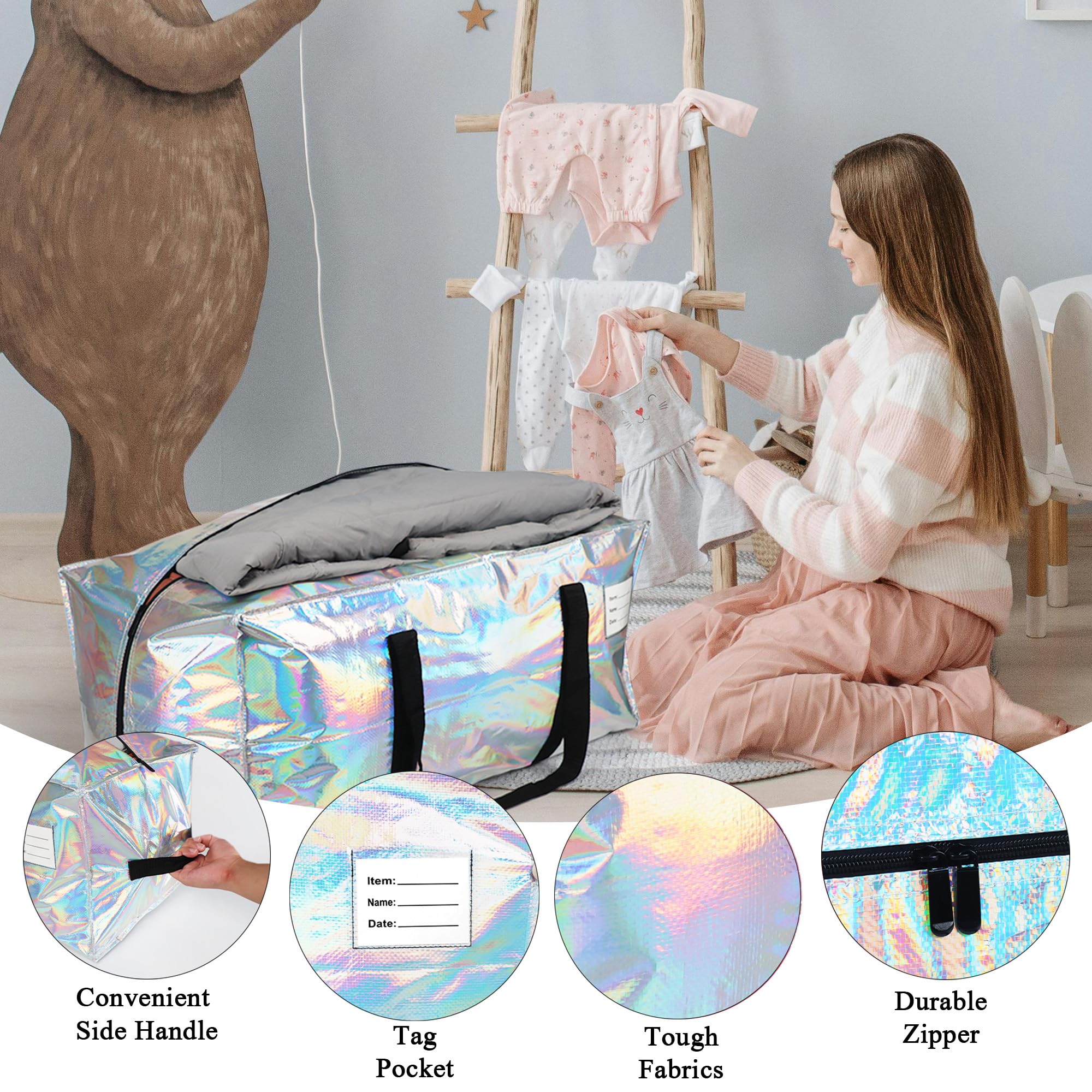VTSVTS iridescent bag label pocket helps identify contents at a glance.