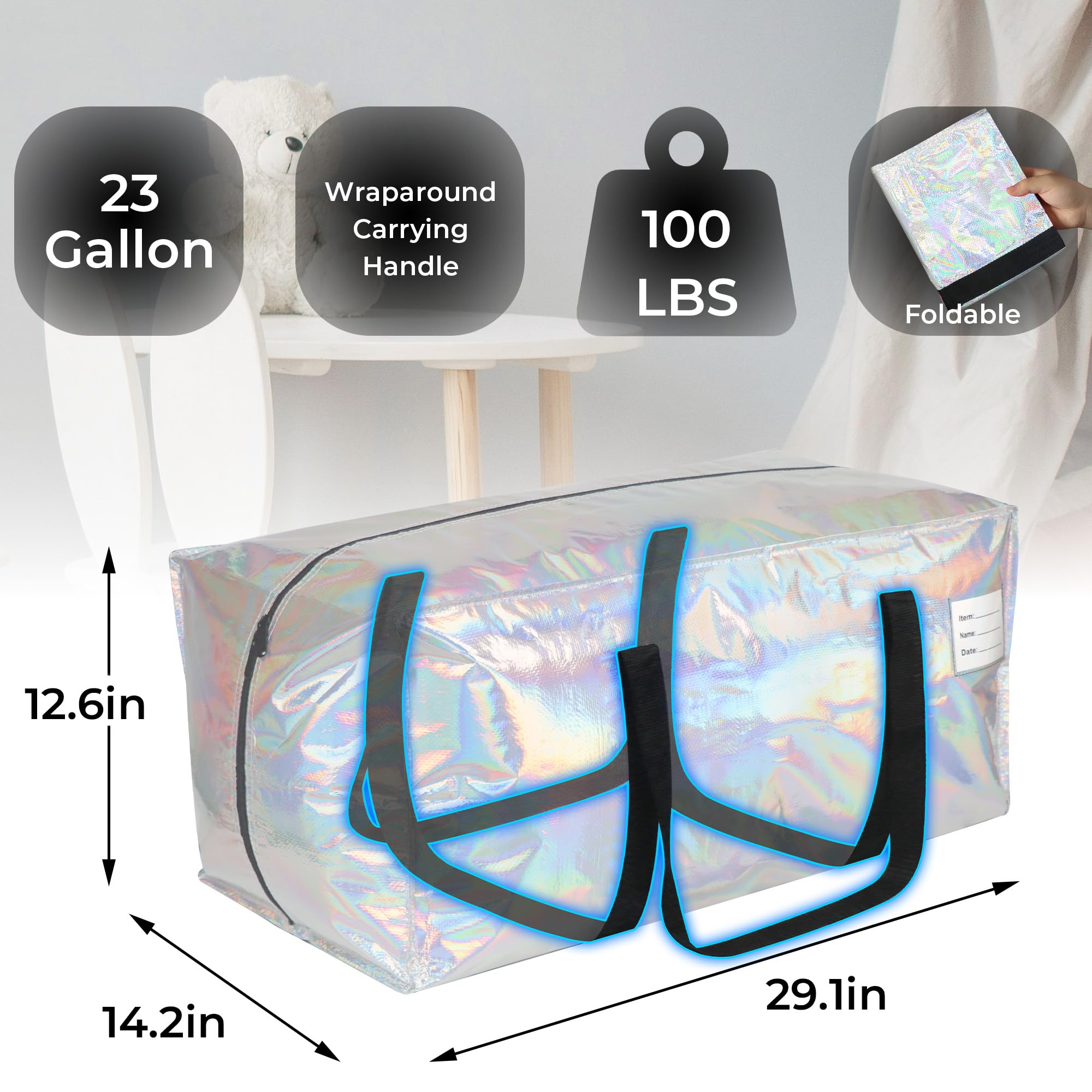VTSVTS iridescent bag handles wrapped in pink provide comfortable, durable carry.