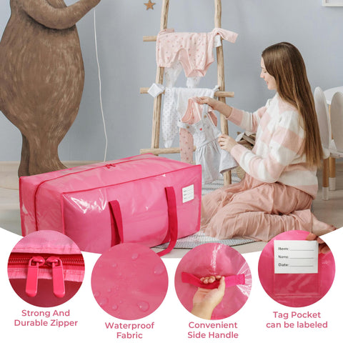 VTSVTS pink moving bag featuring comfortable wrapped handles for easy carrying.