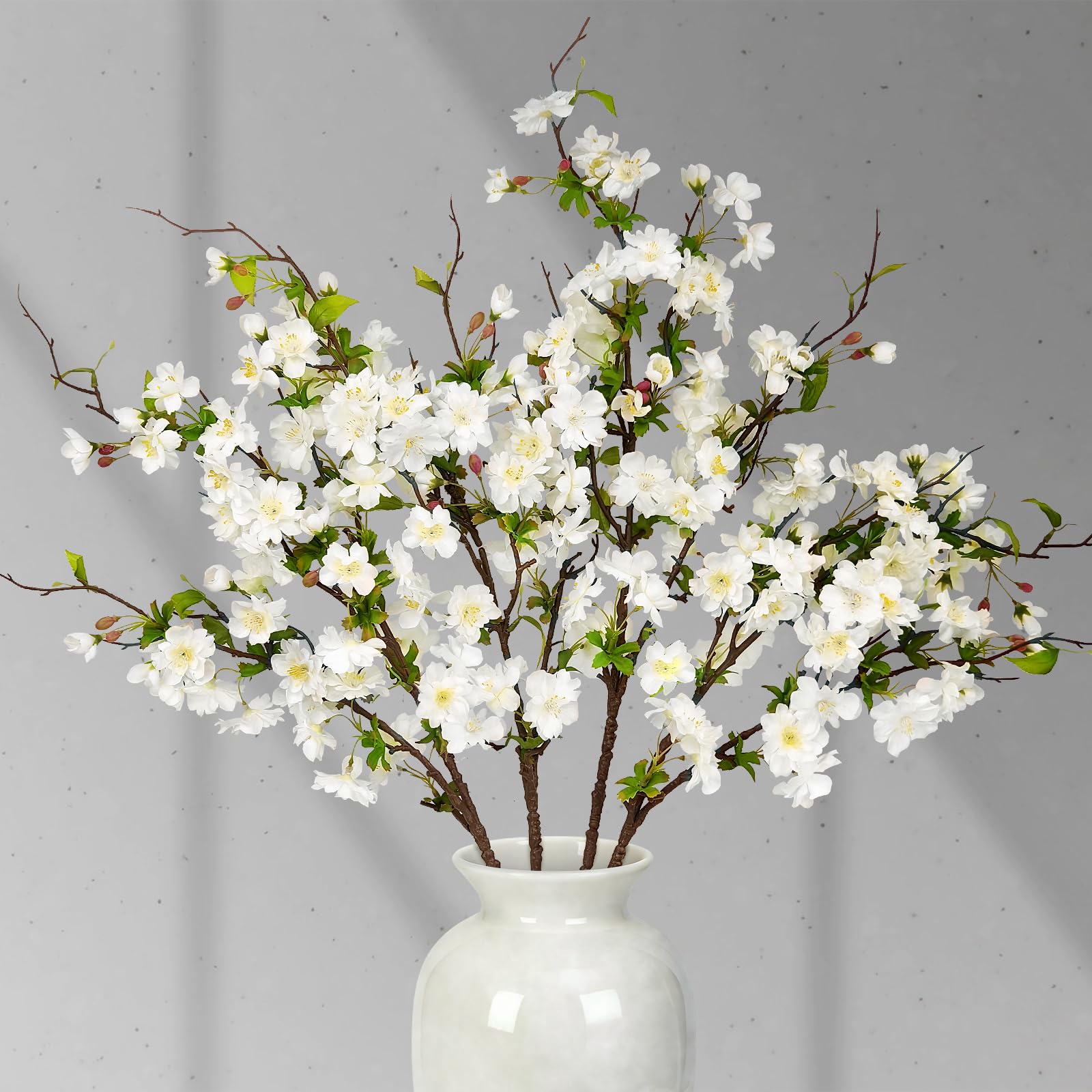 VUAHAUL artificial cherry blossom branches 80cm in white for tall vase displays.