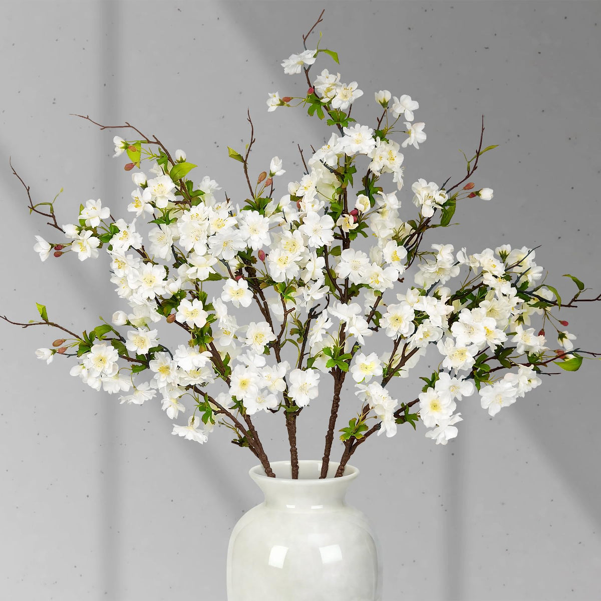 VUAHAUL artificial cherry blossom branches 80cm in white for tall vase displays.