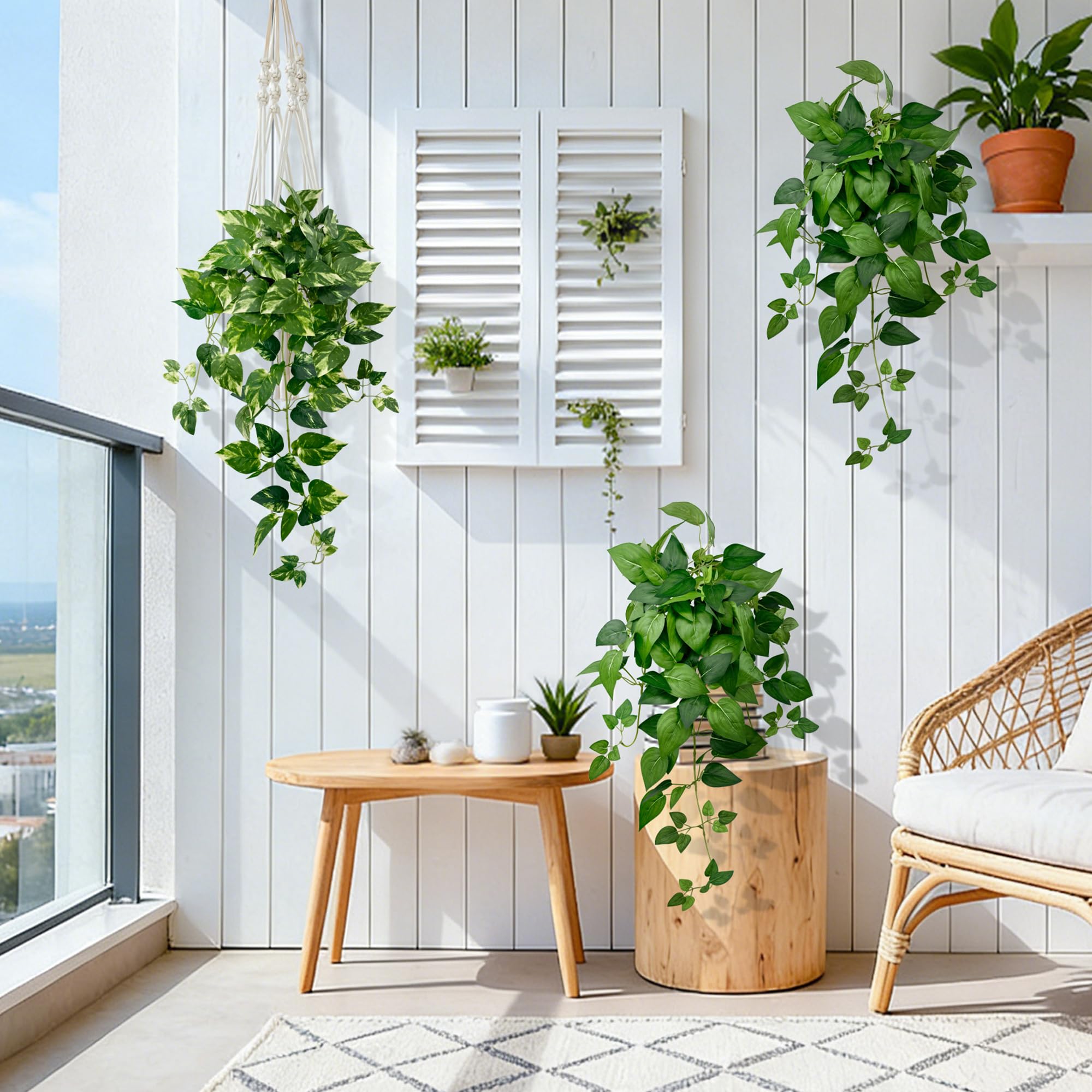 Vuahaul ultra-realistic leaves with vein details on a hanging plant.