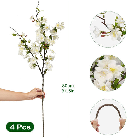 VUAHAUL white cherry blossoms with buds and open blooms for lifelike decor.