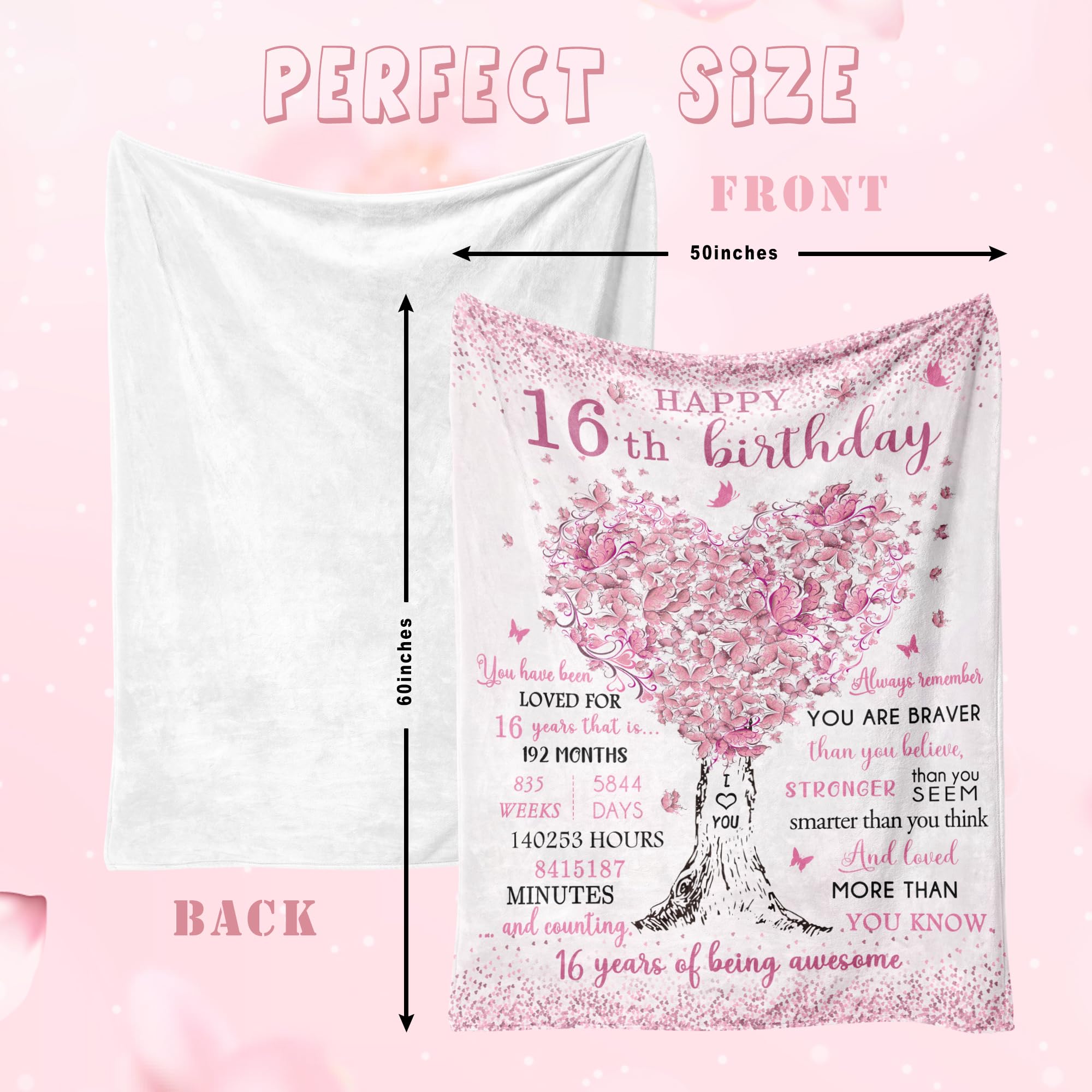 Vuinezo Sweet 16 blanket color and size showcase 60x50 inches