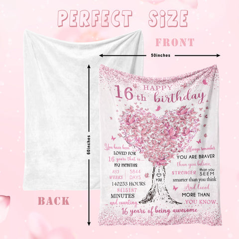 Vuinezo Sweet 16 blanket color and size showcase 60x50 inches