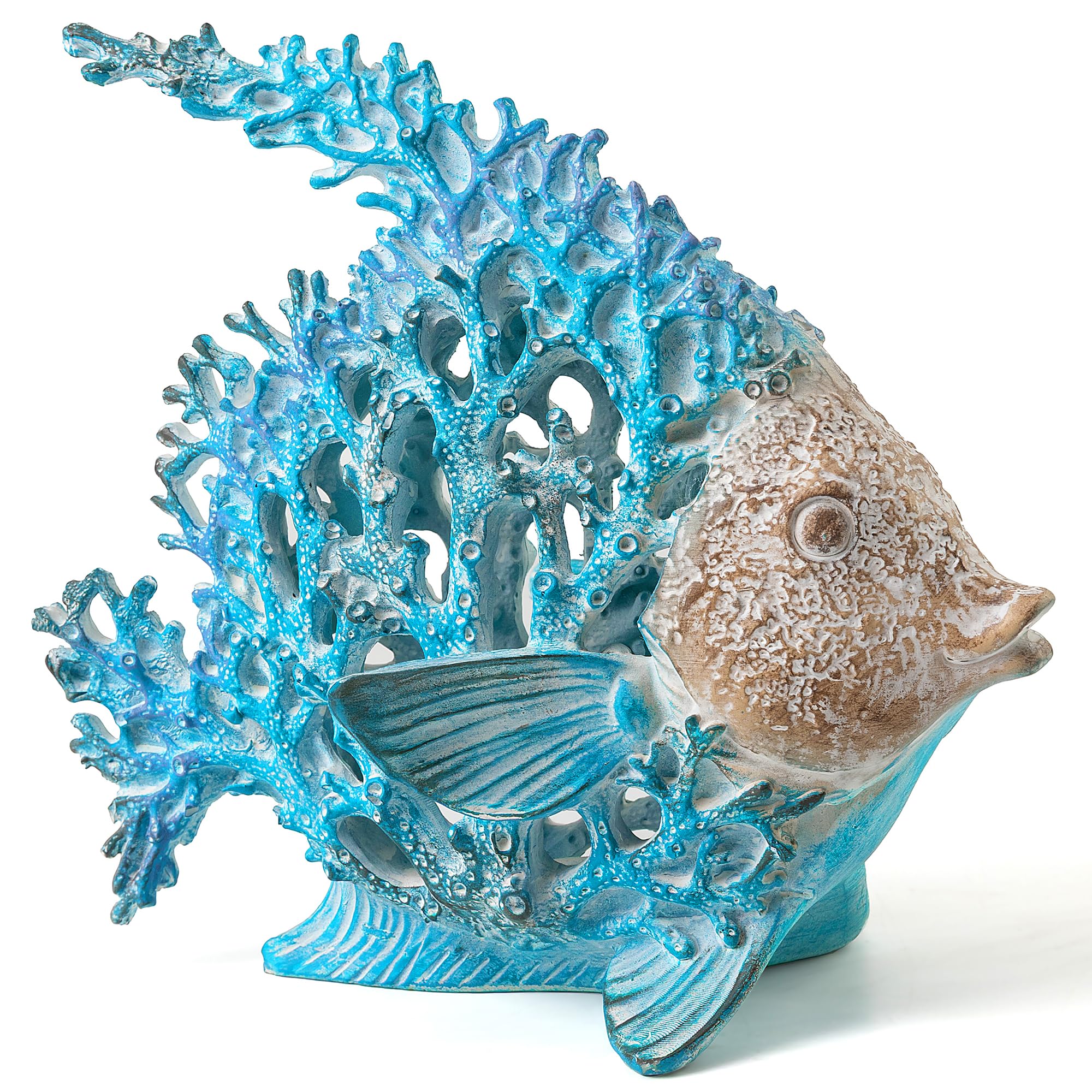 VVGIFTS coral reef angelfish sculpture for mantel or shelf display
