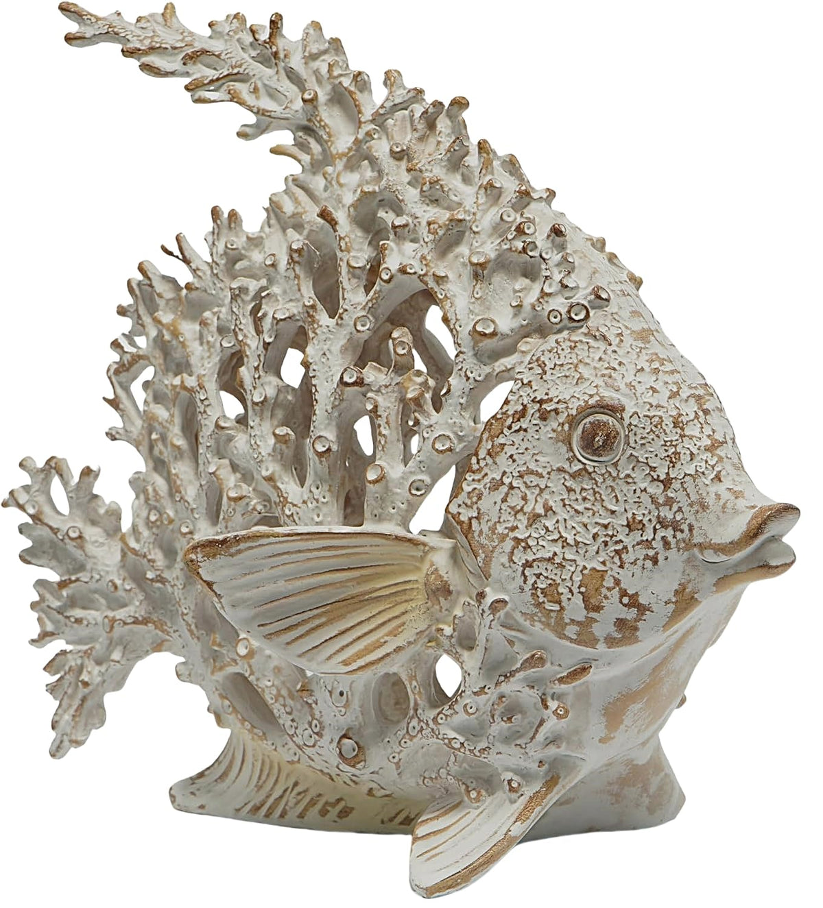 VVGIFTS coral reef angelfish sculpture displayed on mantel for coastal charm