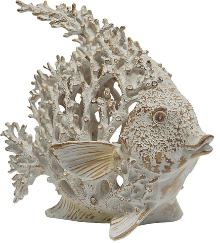 VVGIFTS coral reef angelfish sculpture displayed on mantel for coastal charm