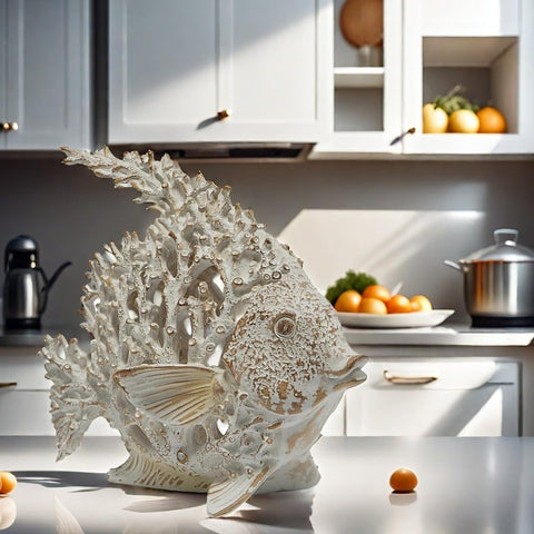 VVGIFTS polystone angelfish statue with durable coastal finish