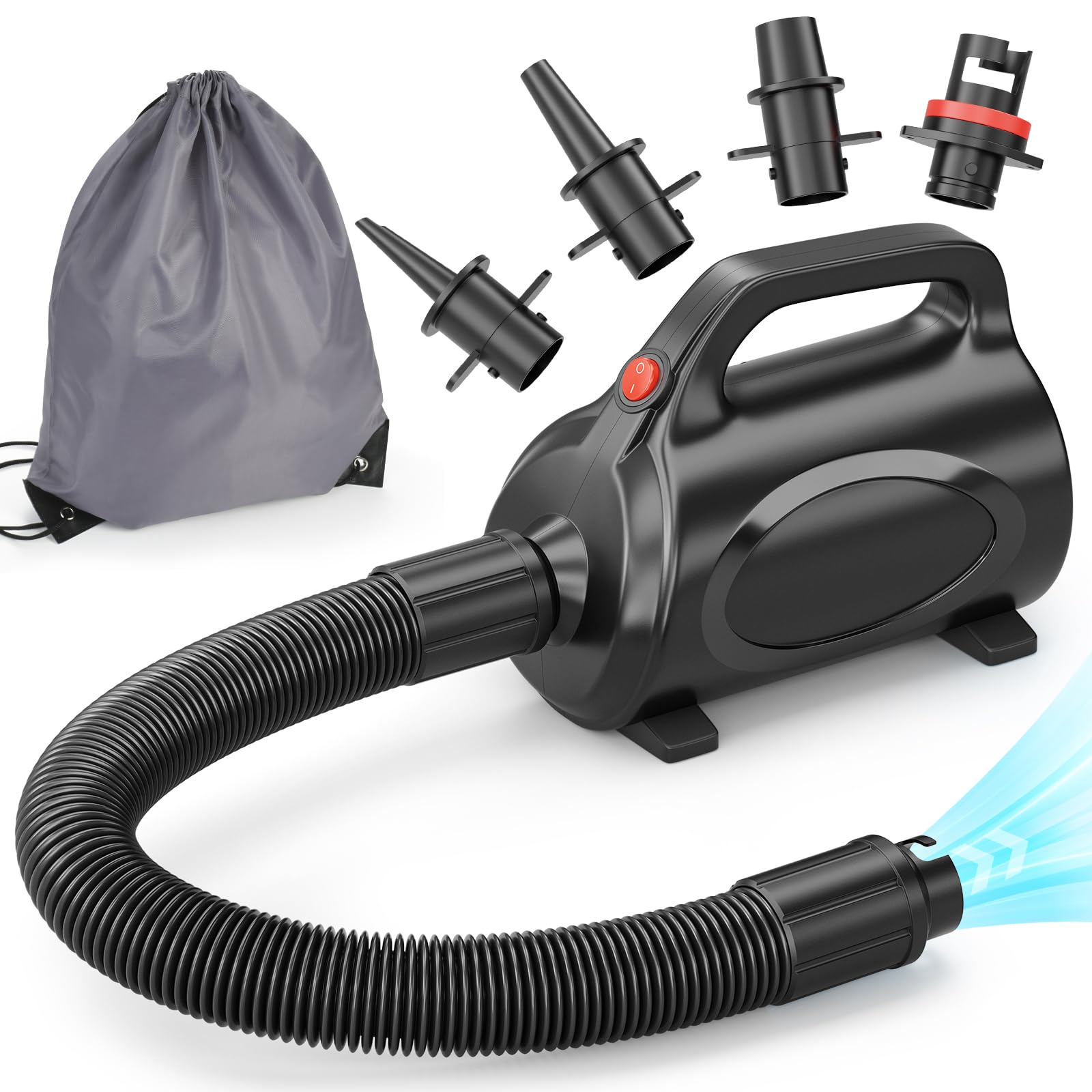 VVELIKE 650W air pump front view for quick inflating.