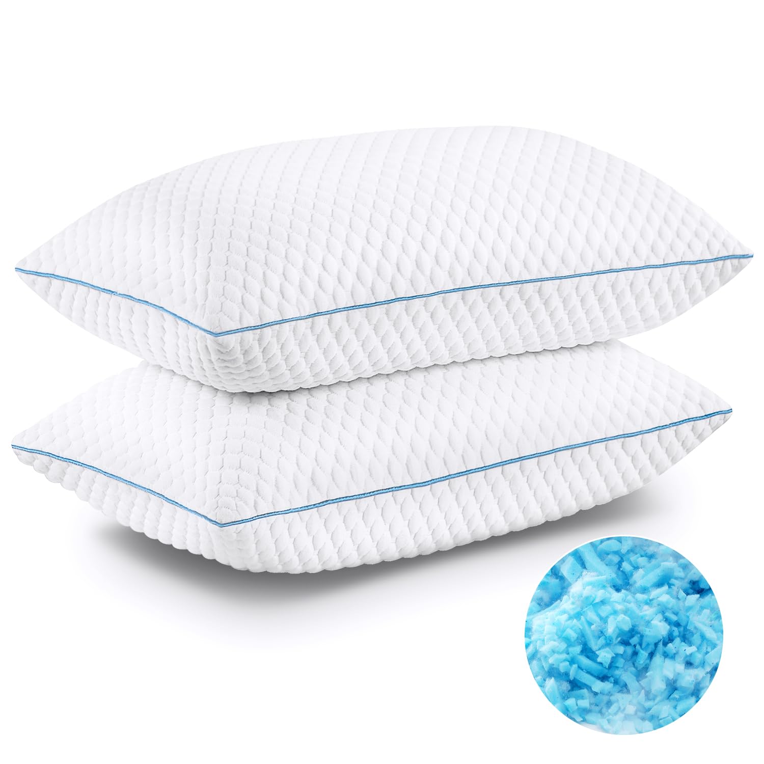 Elegant bedroom setup with VVZ cooling bed pillows on a queen bed