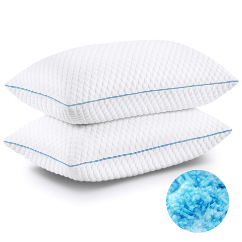 Elegant bedroom setup with VVZ cooling bed pillows on a queen bed