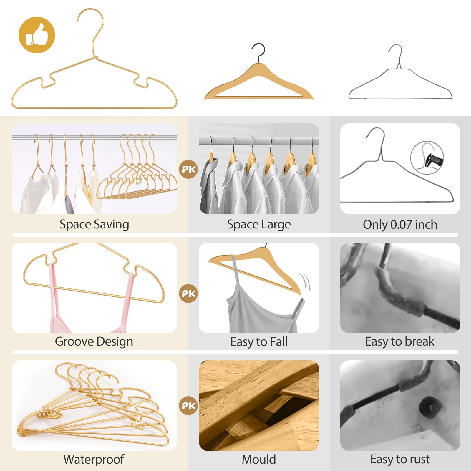 VWV Gold Aluminum Hanger waterproof and rust-proof for damp spaces