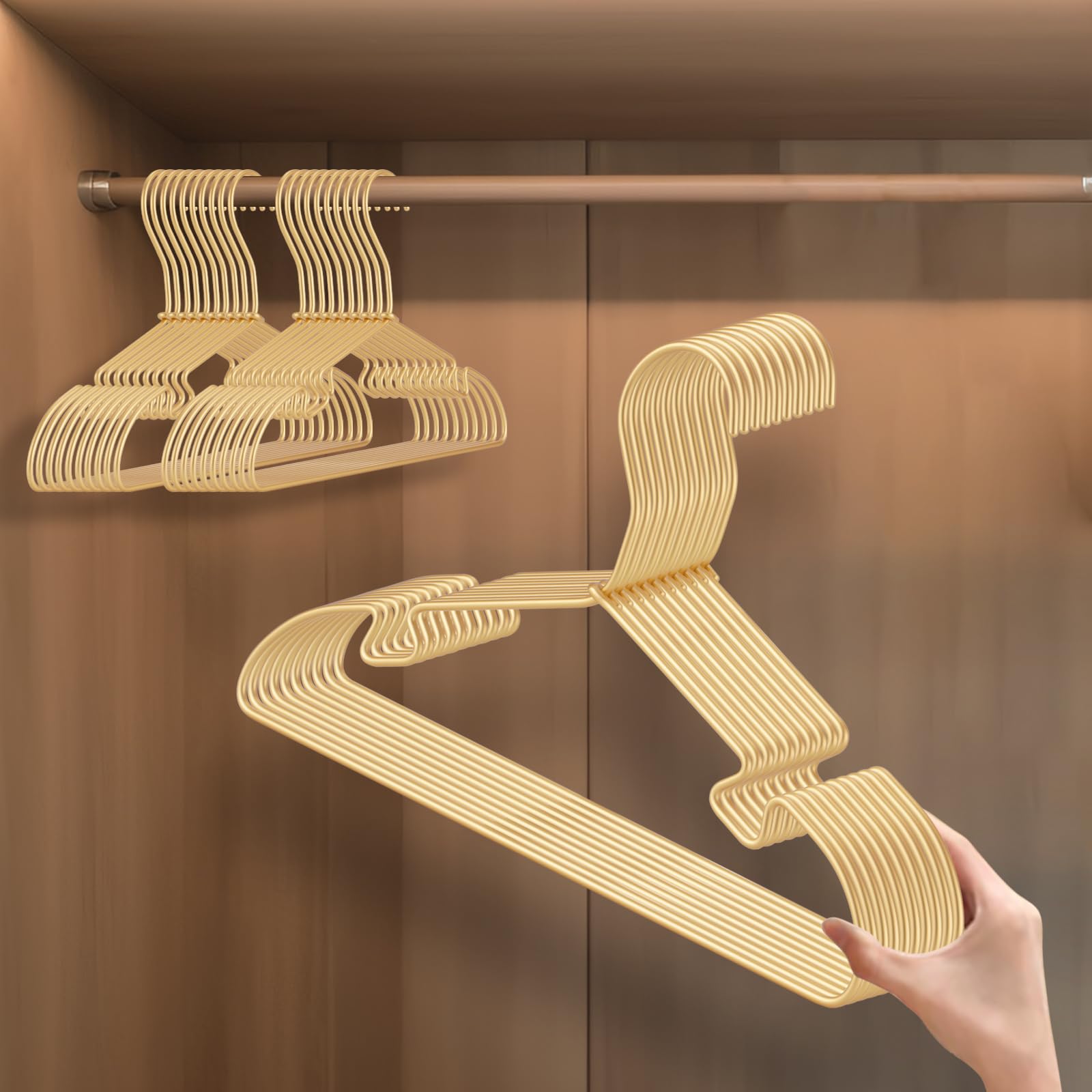 VWV sturdy aluminum hanger protects delicate fabrics while saving closet space.