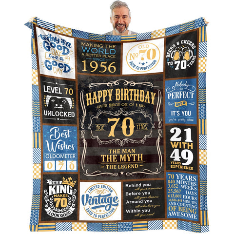 VXDRZGT 70th blanket provides cozy flannel warmth for his birthday.