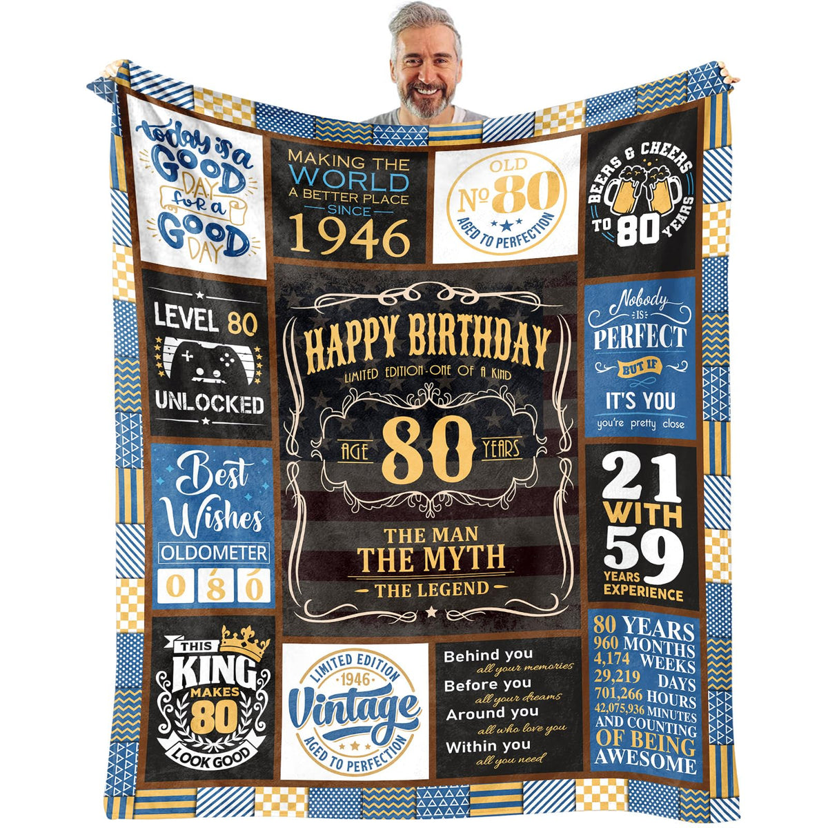 VXDRZGT 80th birthday blanket, 60x50 inches, ultra-soft warmth for relaxed evenings.
