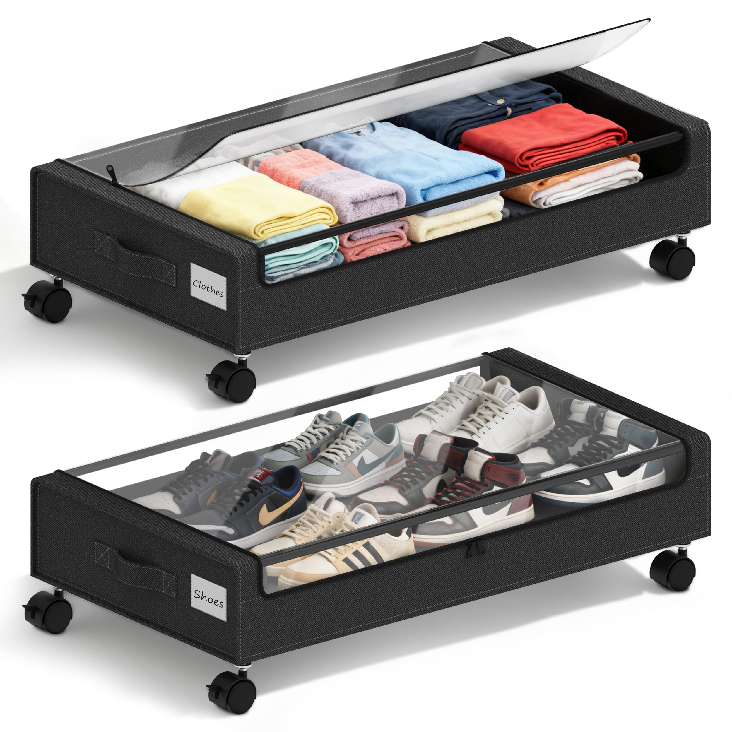 VXEAPADE under-bed storage with wheels and lid for easy access and organization