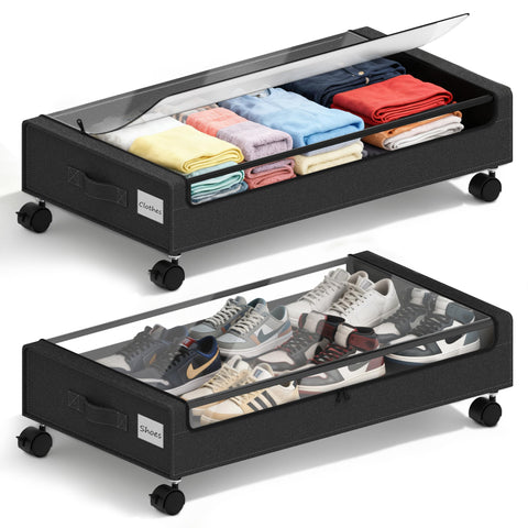 VXEAPADE under-bed storage with wheels and lid for easy access and organization