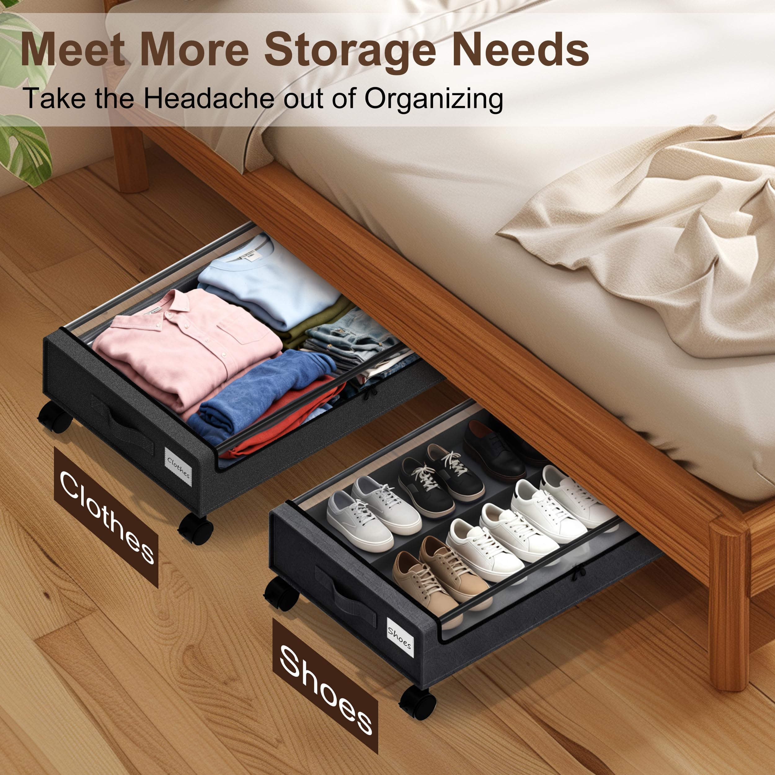 VXEAPADE XL bins fit under most beds and sofas