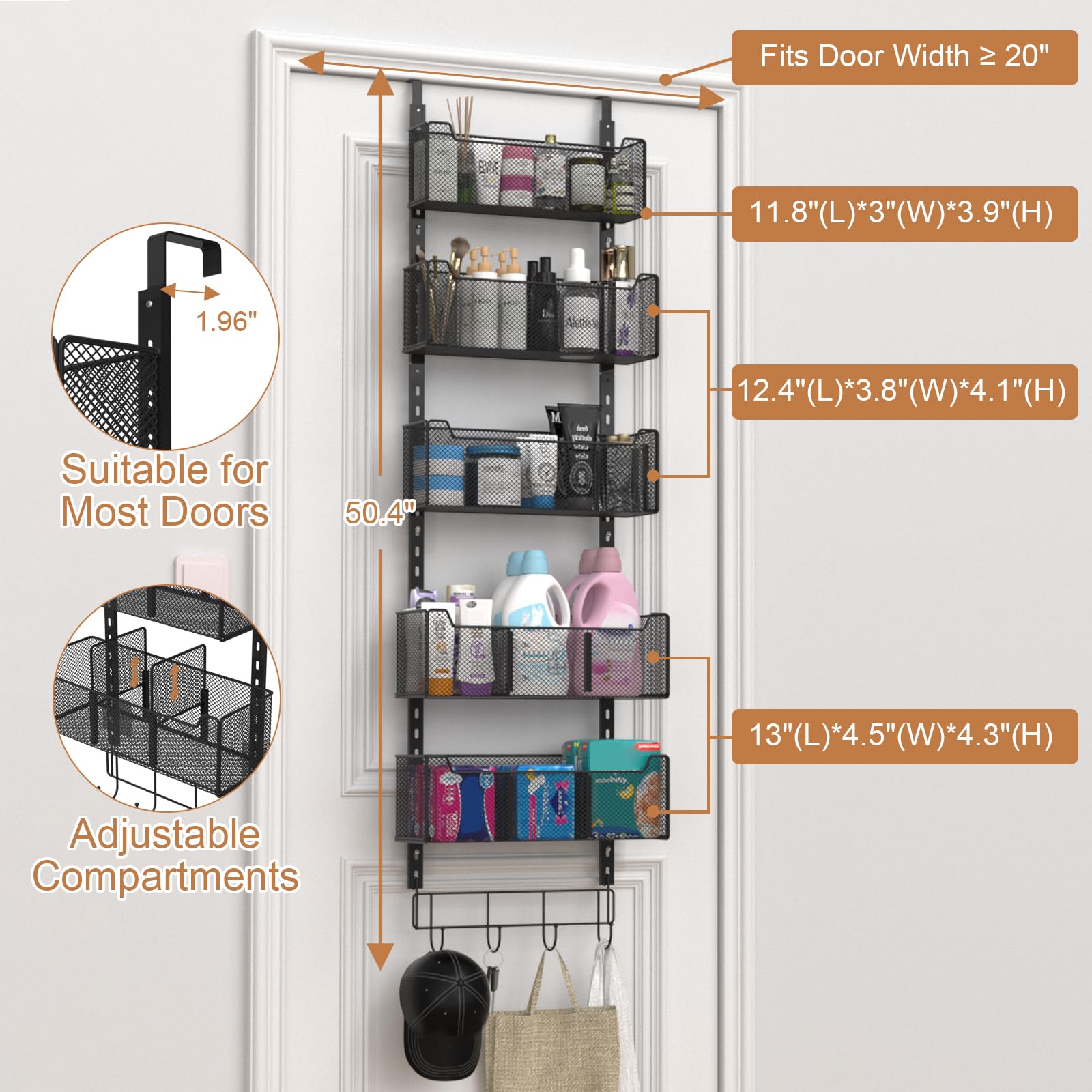 VyGrow adjustable baskets in a close-up demonstrate customizable organization.