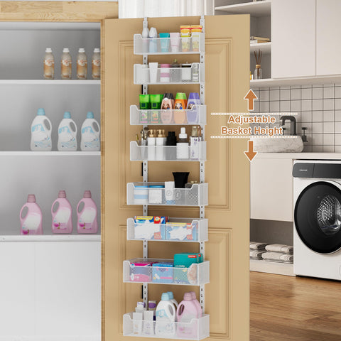 VyGrow adjustable baskets provide flexible storage for kitchen, bathroom, and laundry.