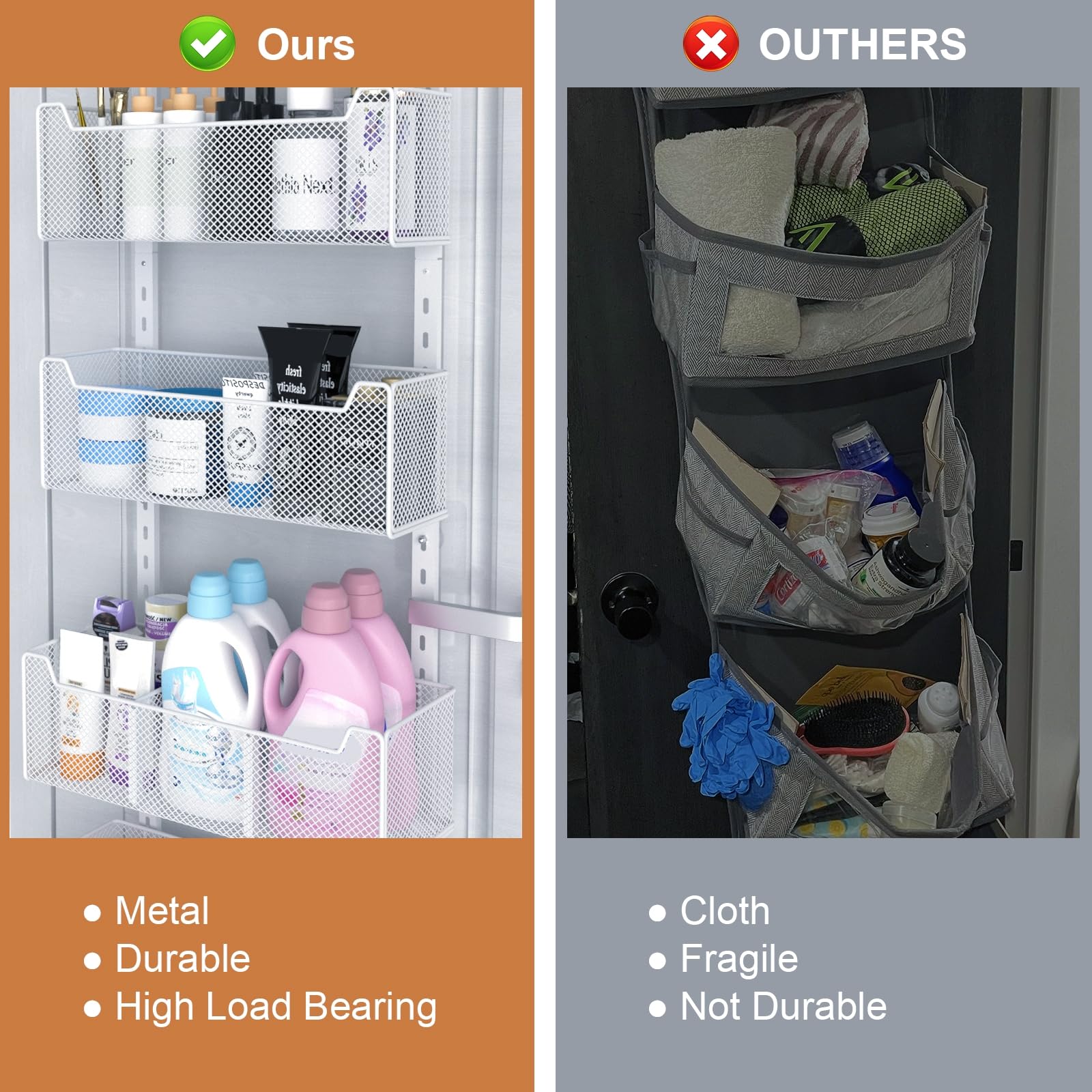 VyGrow overall dimensions of the door organizer and height behind the door.