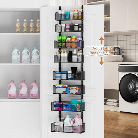 VyGrow metal door organizer in black shows easy, tool-free assembly.