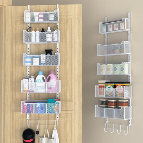 VyGrow Over The Door Organizer with five baskets for clutter-free kitchen and bath storage.