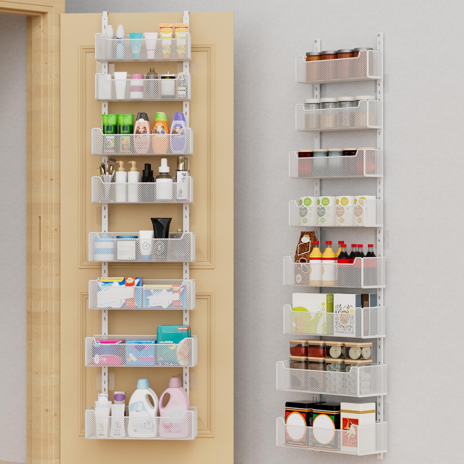 VyGrow Over-the-Door Organizer with eight baskets improves pantry and closet storage.