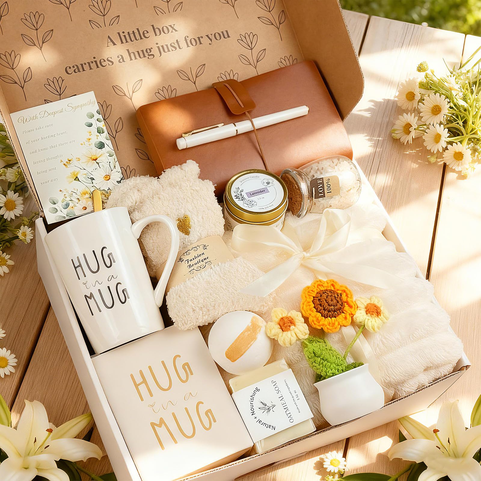 VZKOO sympathy basket with plush socks for extra warmth and coziness