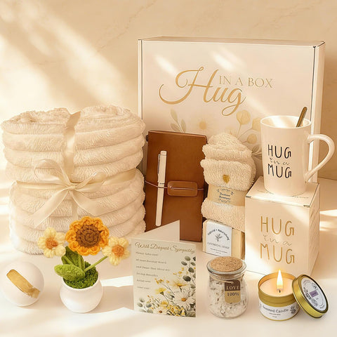 VZKOO sympathy basket featuring a soft blanket for comforting warmth