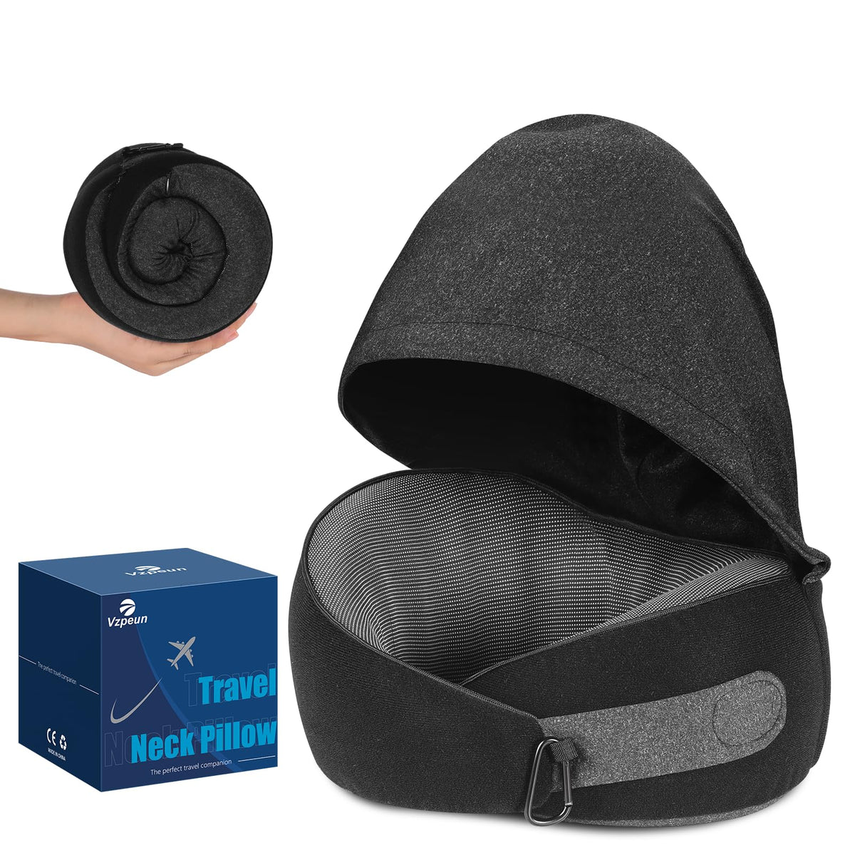 Vzpeun Travel Pillow provides 360-degree support for flight neck alignment.