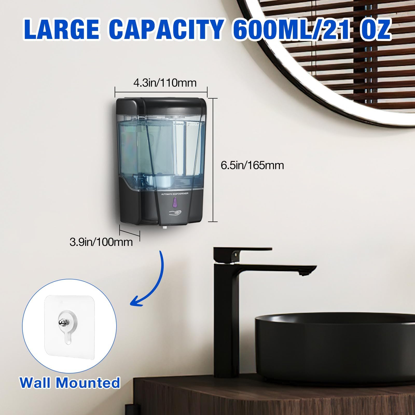 VZZNN infrared sensor enables touchless operation for hygienic use.