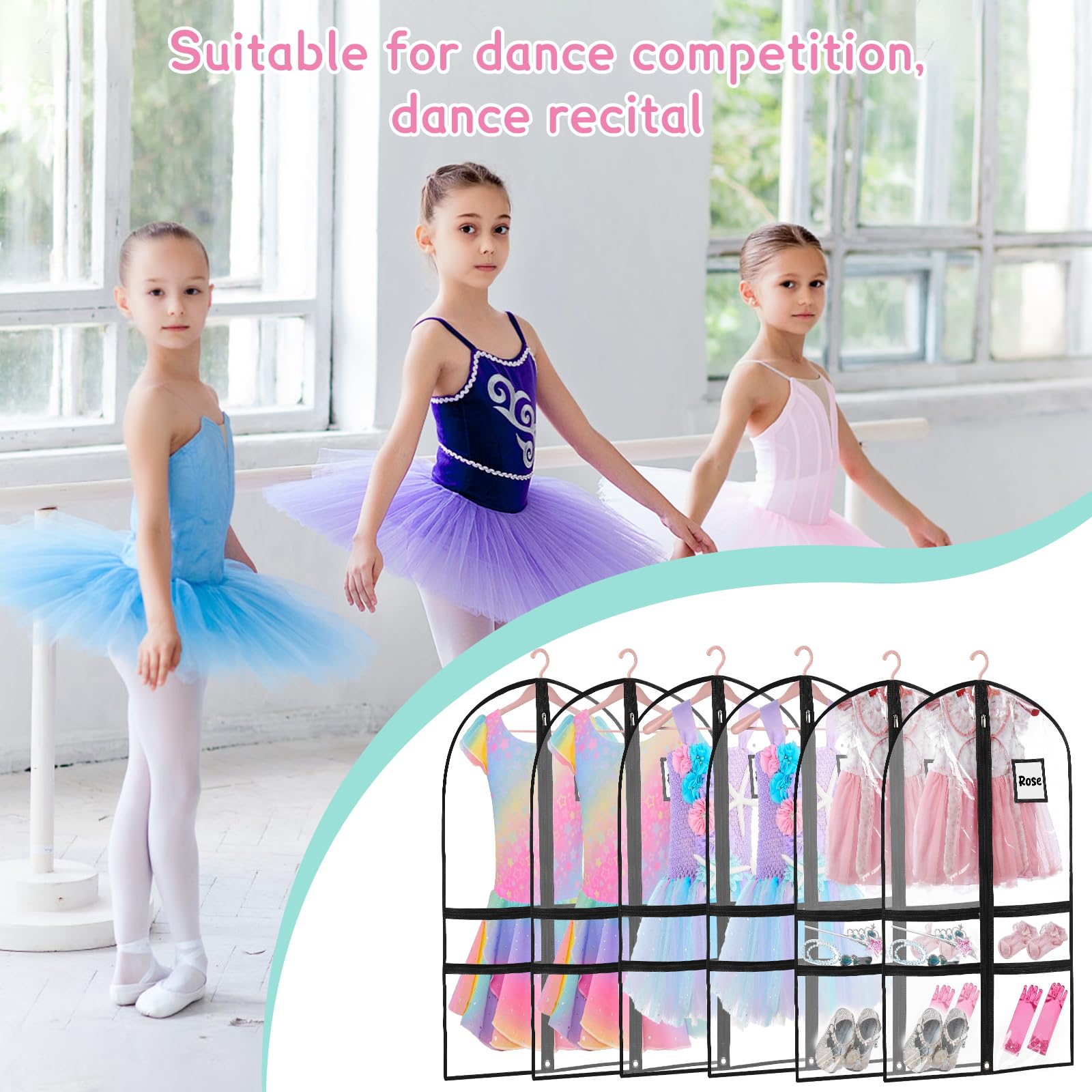 VZZNN black dance garment bags suit stage wardrobes and school gear.