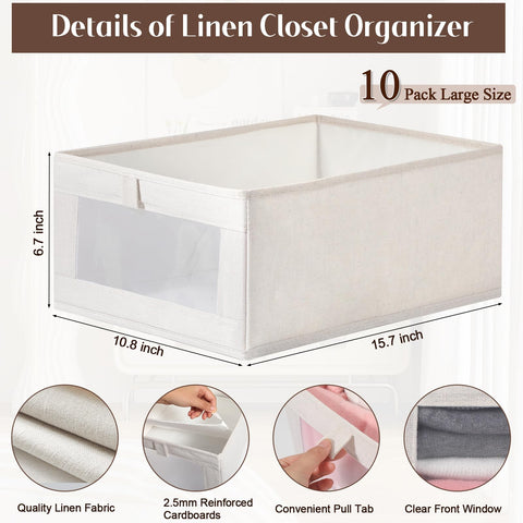 VZZNN breathable linen fabric closet baskets keep contents fresh.