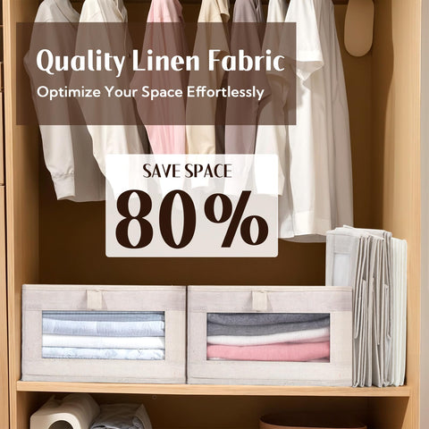 VZZNN clear window wardrobe bin for towels, clothes, and easy access.