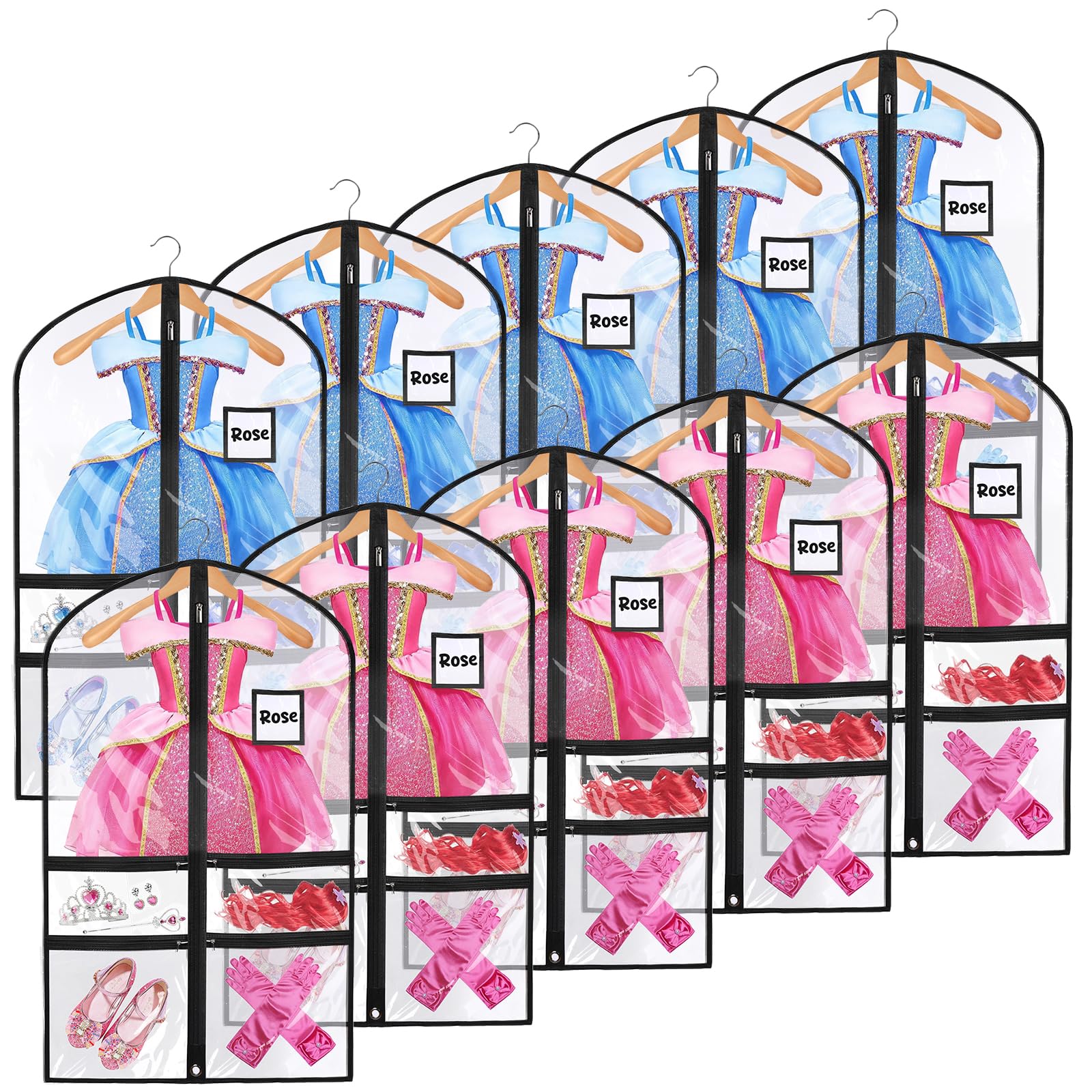VZZNN 40-inch clear dance garment bag showing transparent design for quick costume spotting.