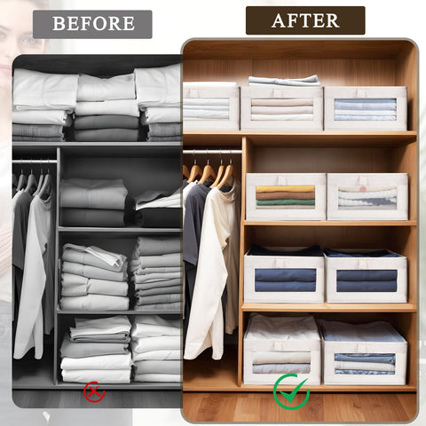 VZZNN foldable closet storage bin with fiberboard base for sturdy, space-saving storage.