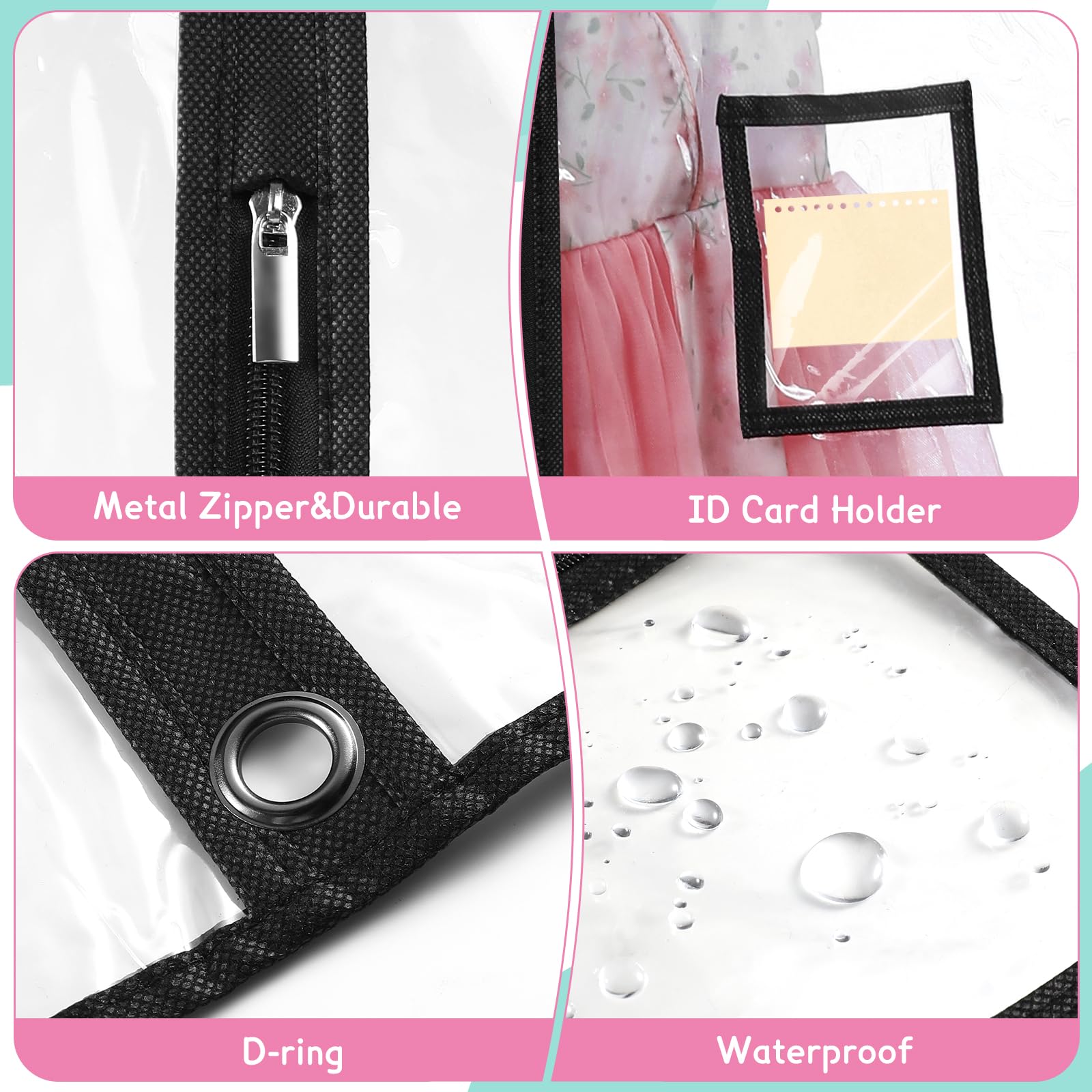 VZZNN four-zipper pockets bag keeps makeup and hairpieces neatly stored.