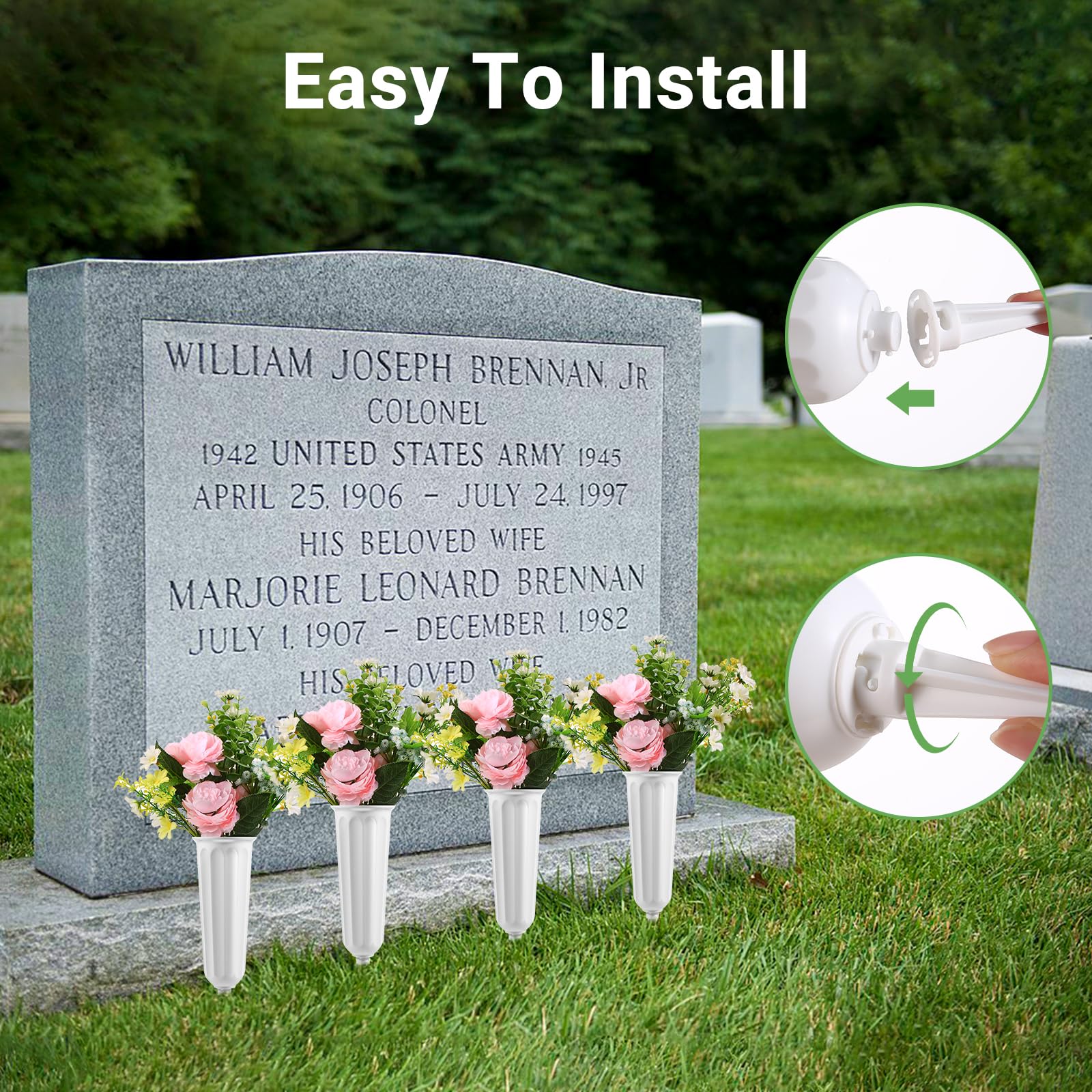 VZZNN spike-backed cemetery vases withstand wind and rain for durable displays.
