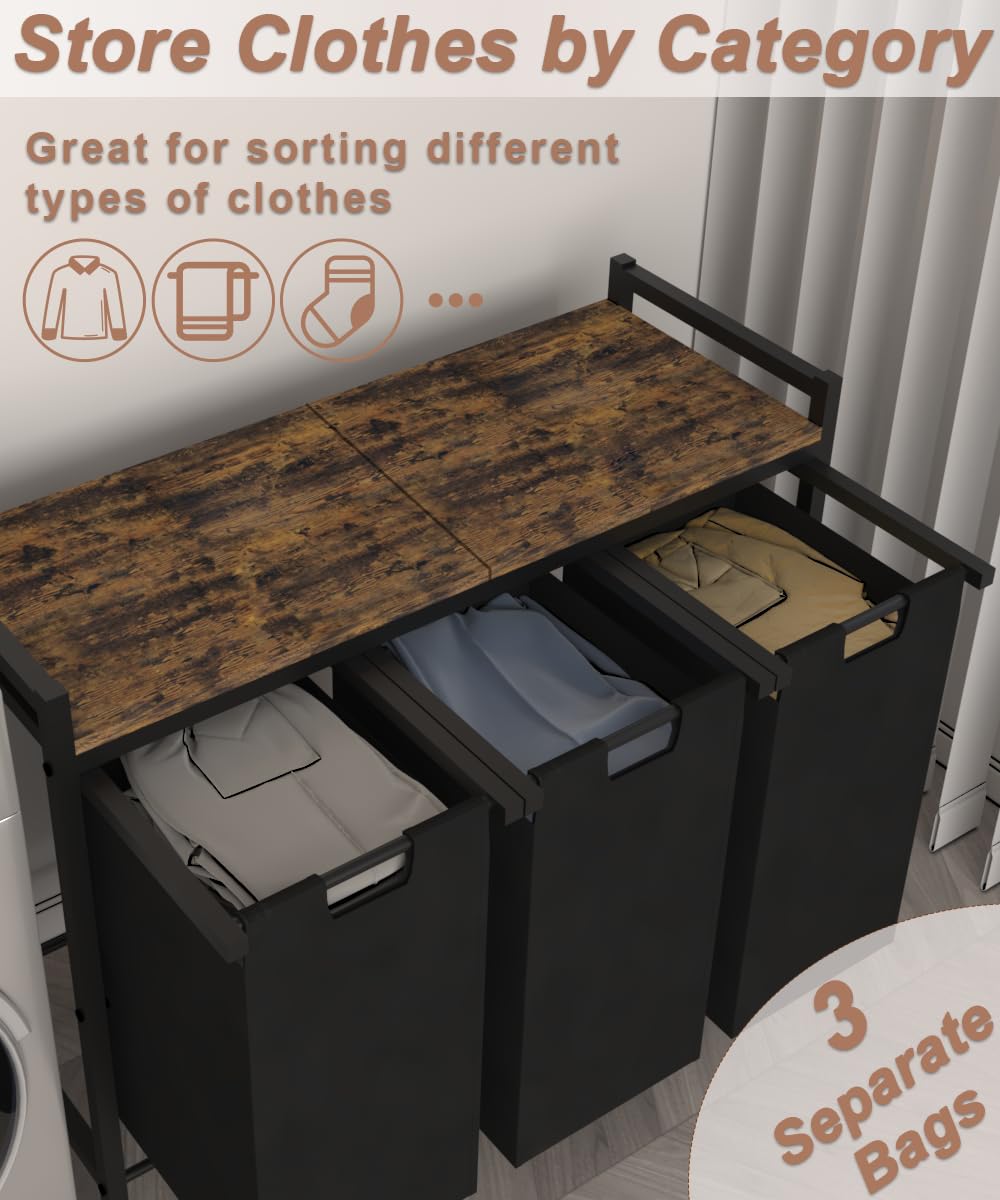 Waaliji three-bin sorter bags removable for easy transfer
