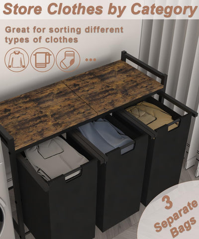 Waaliji three-bin sorter bags removable for easy transfer