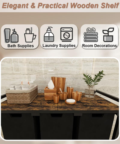 Waaliji laundry hamper with top shelf storage for detergents