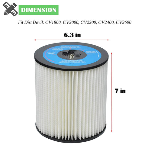 Wadoy 8106-01 compatible with Dirt Devil and Vacuflo models for reliable filtration
