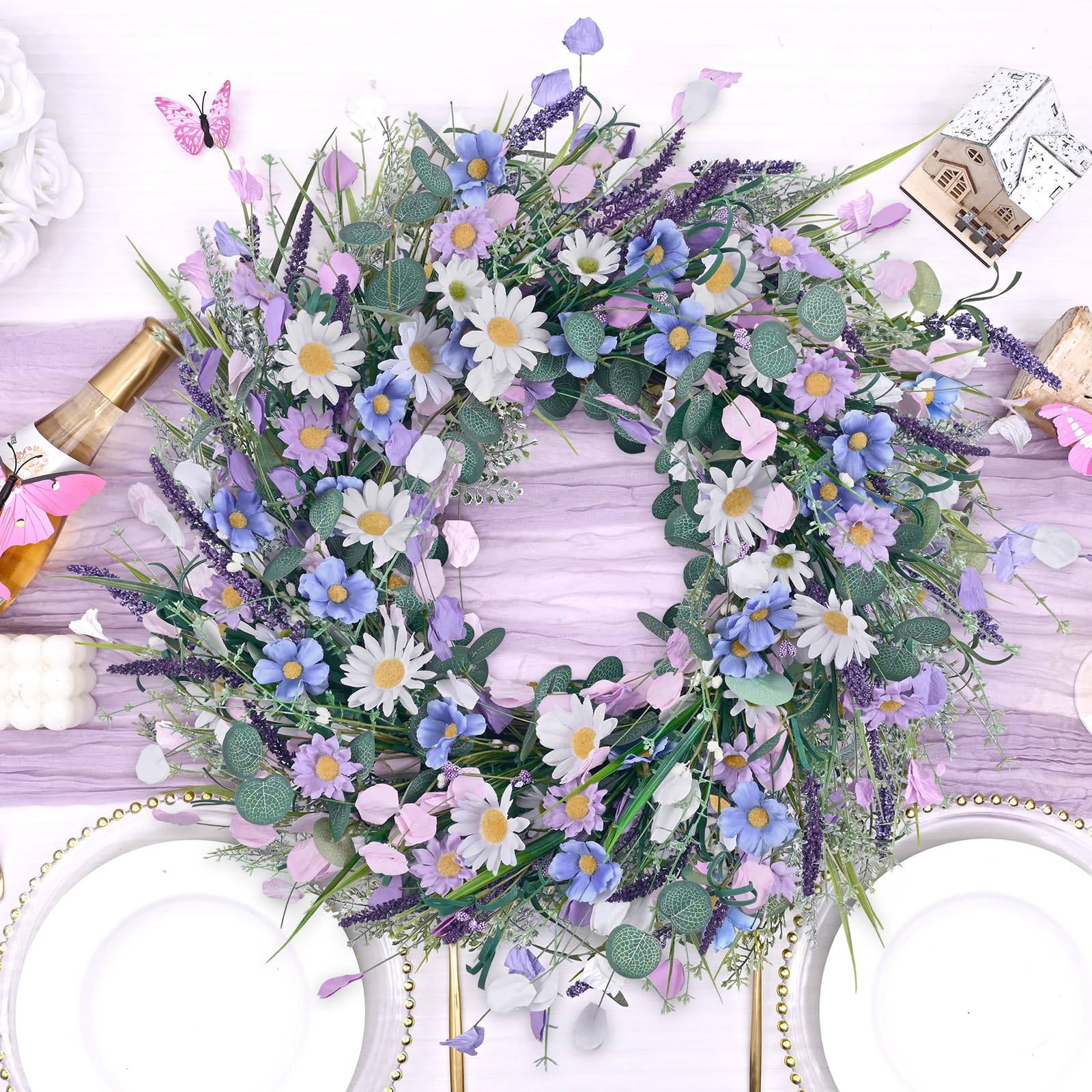Waipfaru 22-inch spring wreath stands out as a centerpiece