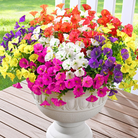 Waipfaru 24-bundle outdoor artificial flowers arranged for porch decor.