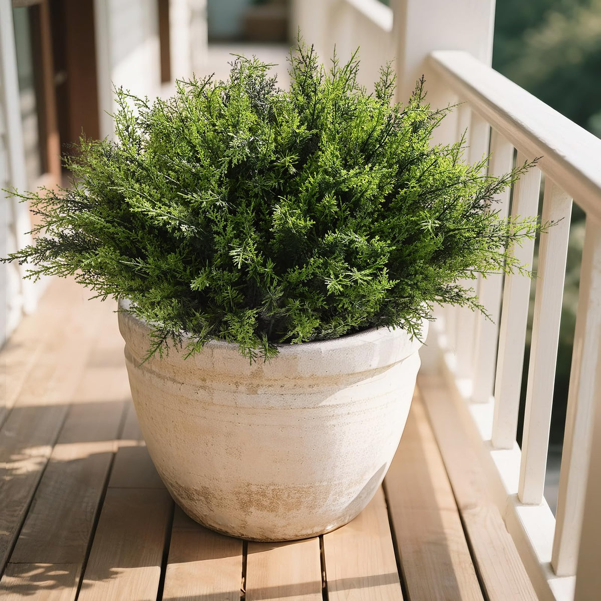 Waipfaru 24 bundles outdoor artificial plants closeup for porch decor and durability