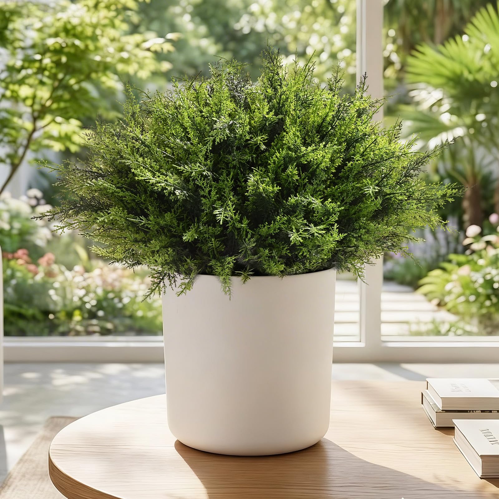 Waipfaru porch decor shot showing realistic color gradient in faux greenery