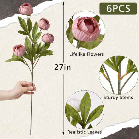 Waipfaru 27inch stem silk peonies showcase tall, dramatic height for centerpieces.