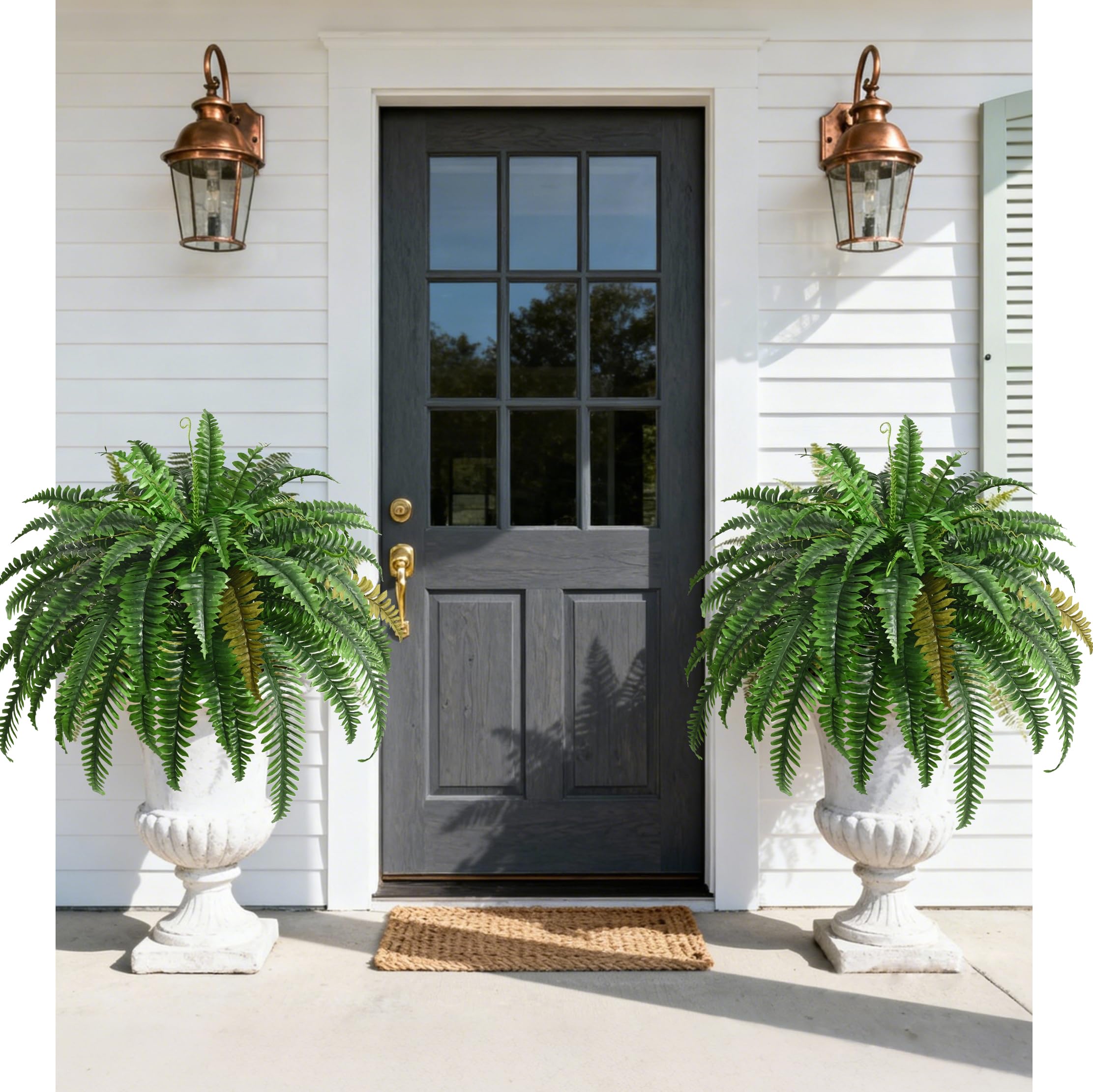 Waipfaru 2pc 45in fake ferns for outdoor porch, low-maintenance greenery.